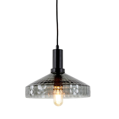 Hanging lamp 28x30 cm DELILO smoked glass grey+black - Aljraiwy Online