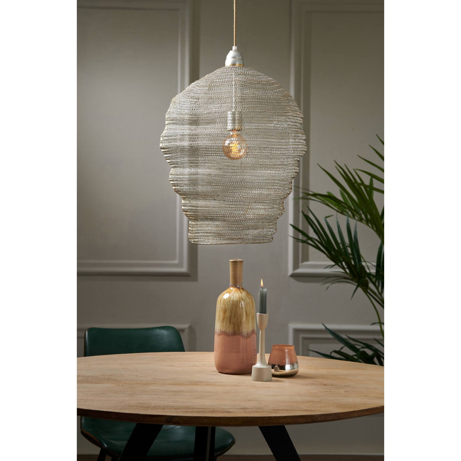 Hanging lamp 45x60 cm NIKKI wire light gold - Aljraiwy Online